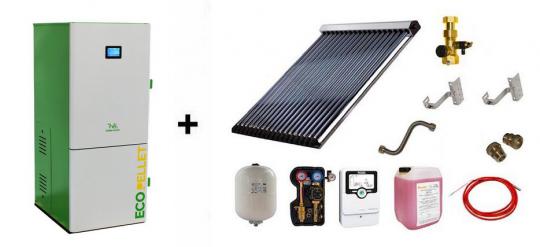 ROBIN WOOD EcoPellet 25,1 kW Pelletkessel + Solaranlage 3,76 m² Vakuumröhren Westech 1 x WT-B58-22 